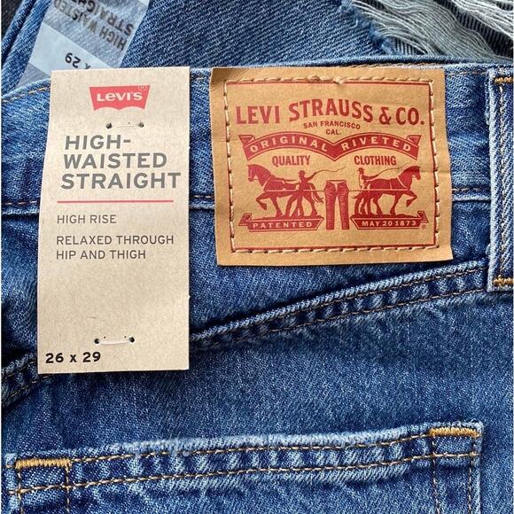 Levi’s High Waisted Relaxed Straight Ripped Jeans Women’s 26 Medium Wash NWT - Picture 9 of 10